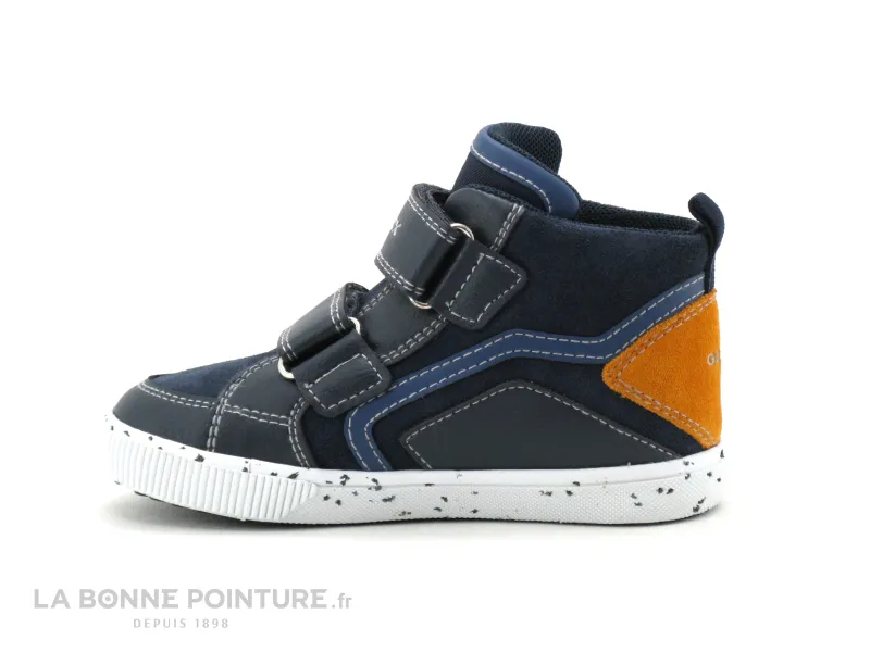 Achat chaussures Geox Bébé Bottillon, vente Geox KILWI B04A7C - Navy - Orange - Basket montante GARCON