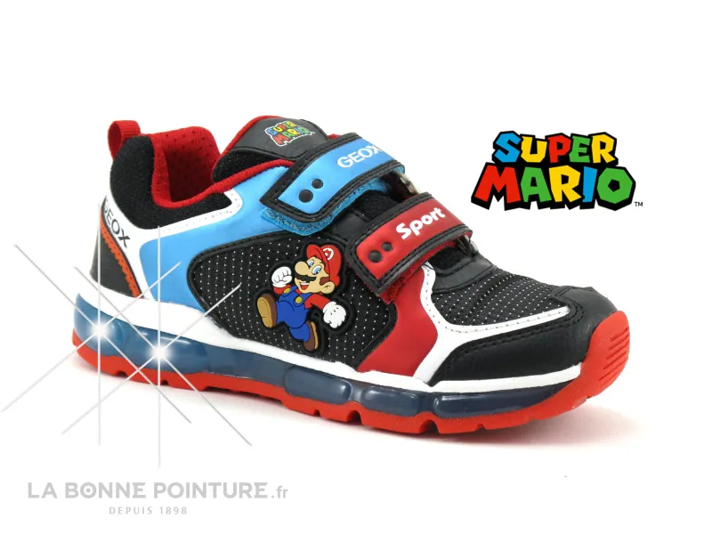 Achat chaussures Geox Enfant Chaussure de ville, vente Geox SUPER-MARIO J1644A Android - Black Sky - Basket basse led