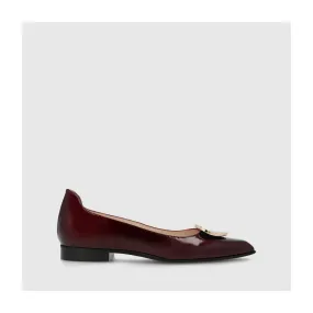 Ballerines femme en cuir verni de couleur bordeaux | LODI Chaussures femme en ligne.