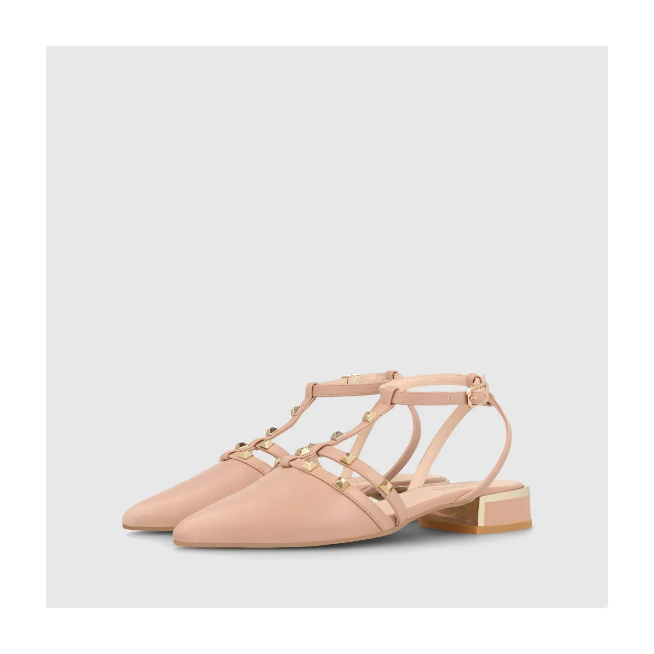 Ballerines à talon ouvert femme en cuir lisse de couleur rose | LODI Chaussures pour femme en ligne.