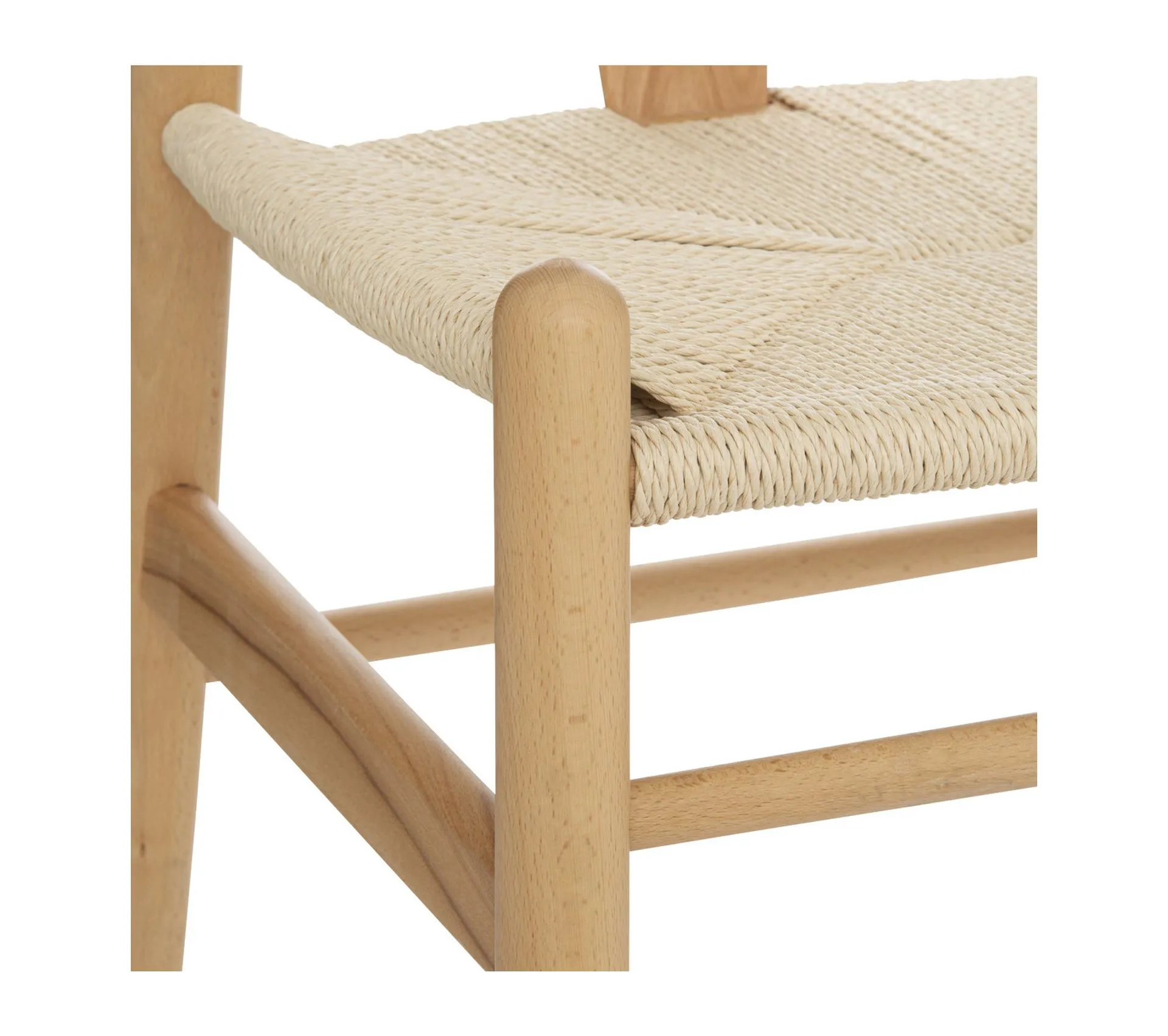 Chaise Fauteuil De Table En Bois Et Assise Corde Couleur Naturelle H 76 Cm