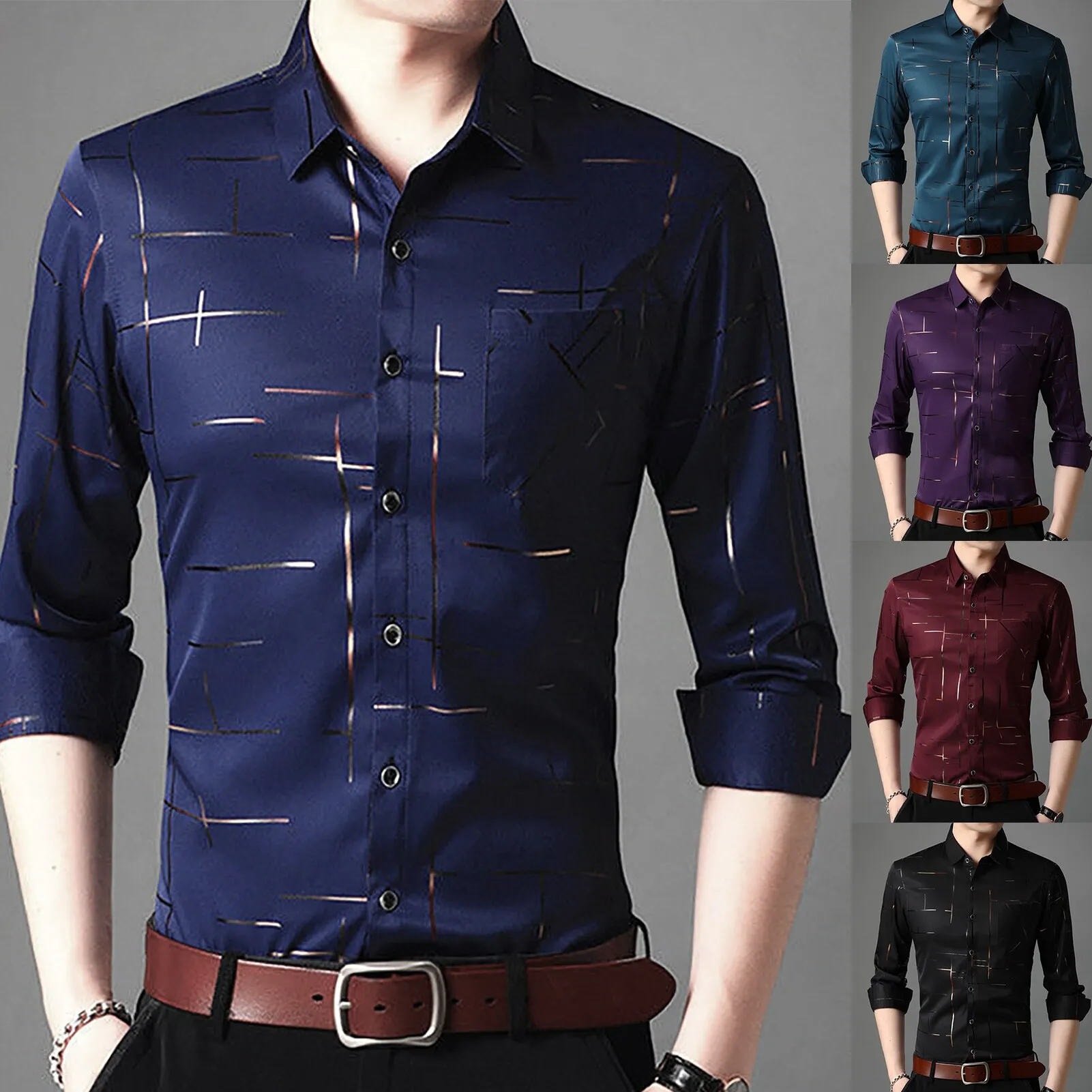 Chemise slim à manches longues