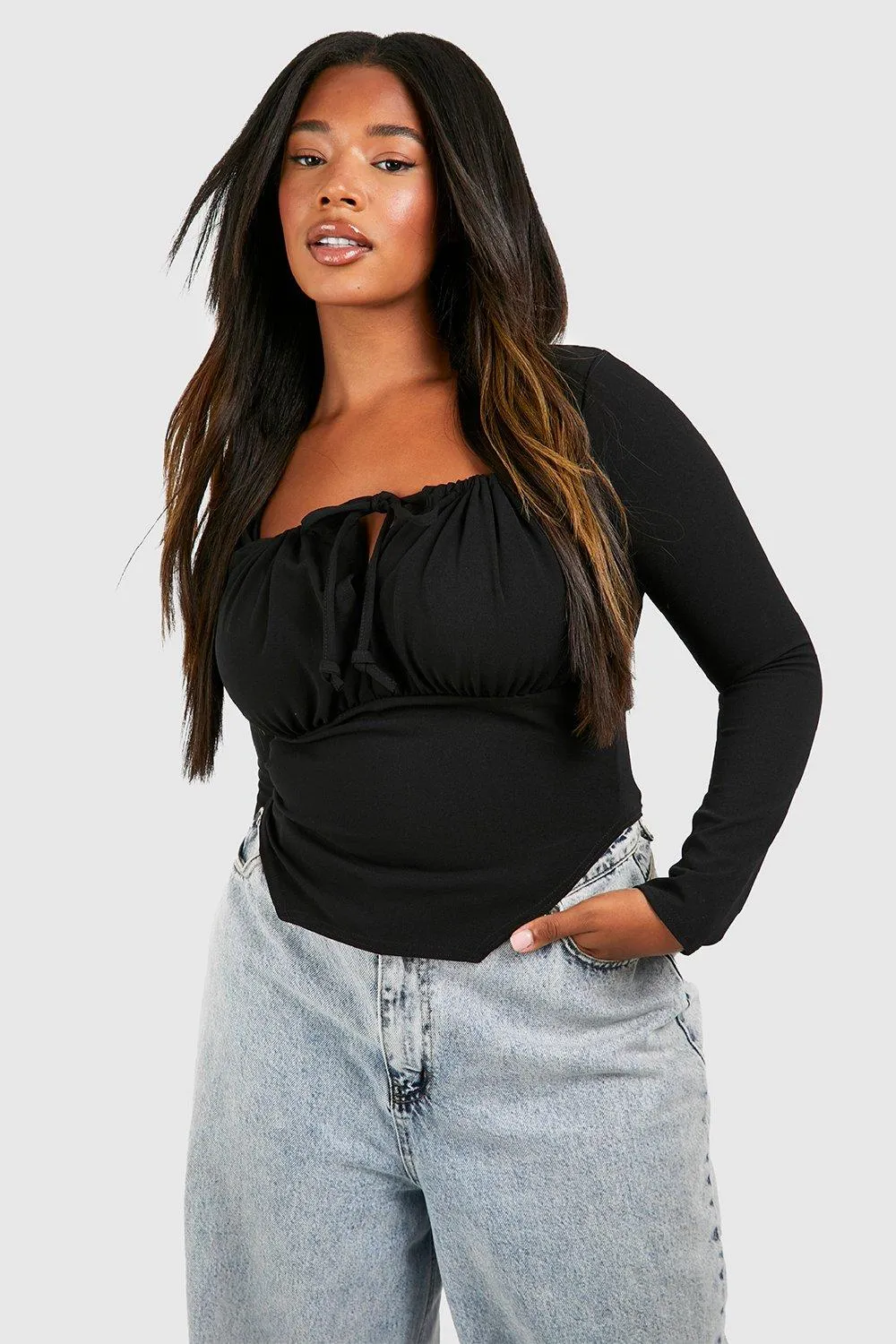 Grande taille - Corset noué à manches longues