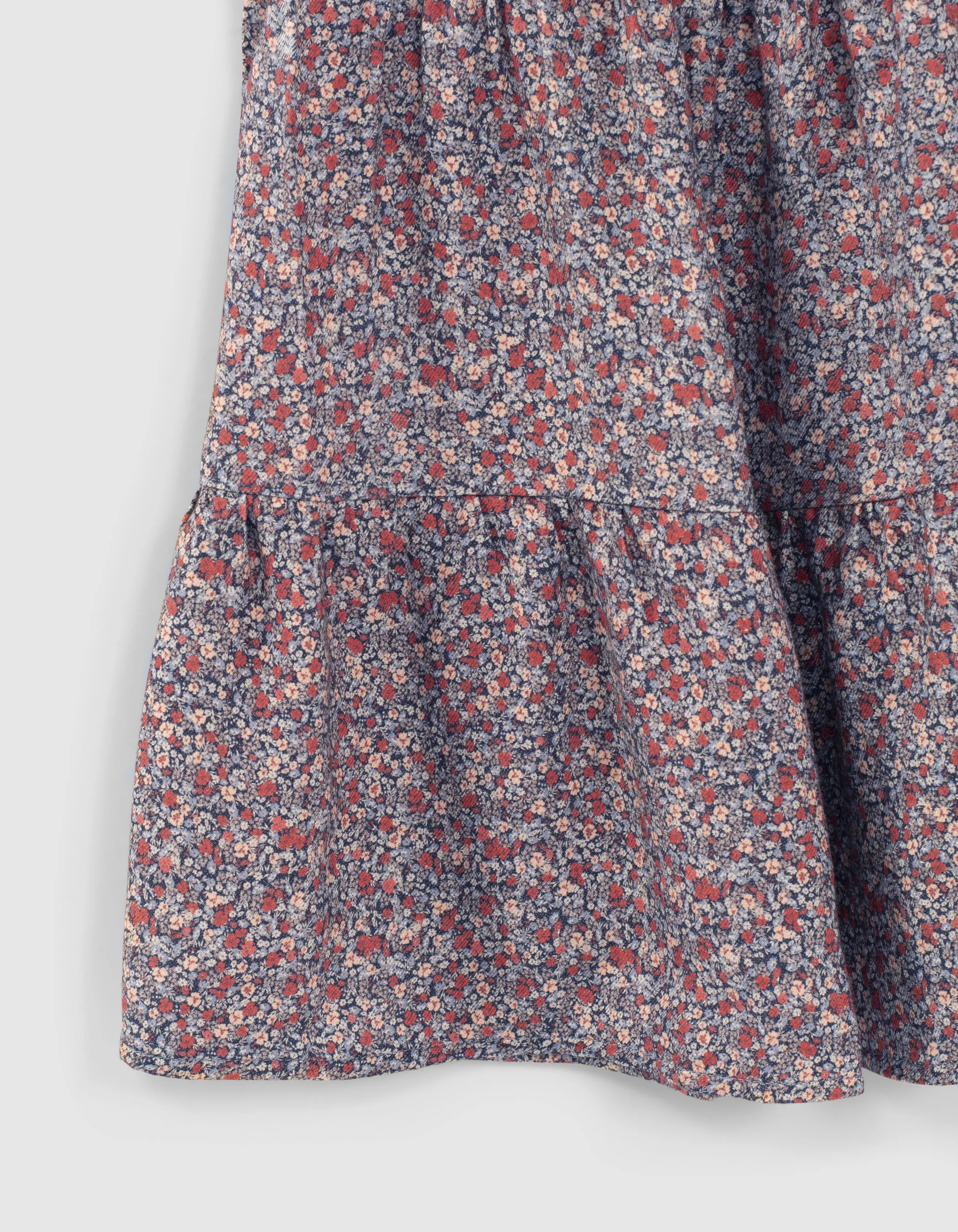 Jupe longue navy à imprimé micro-fleurs fille
