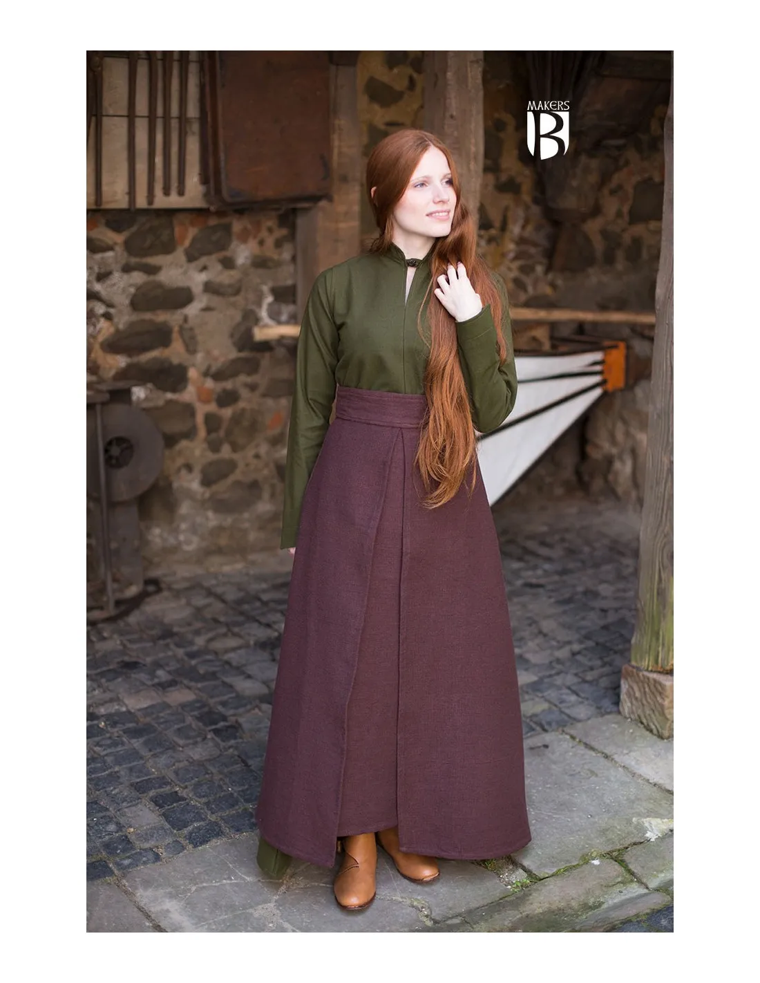 Jupe médiévale Mera, coton marron ⚔️ Boutique Épées