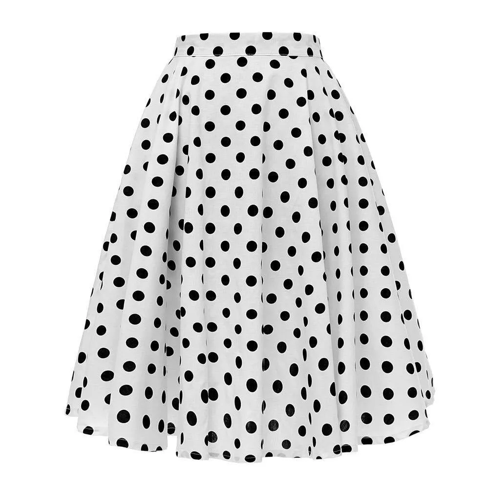Jupe Vintage  Blanche à Pois