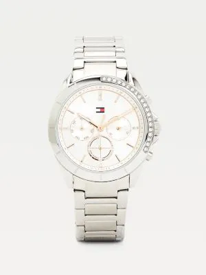 Montre en acier inoxydable sertie de cristal | Argent | Tommy Hilfiger