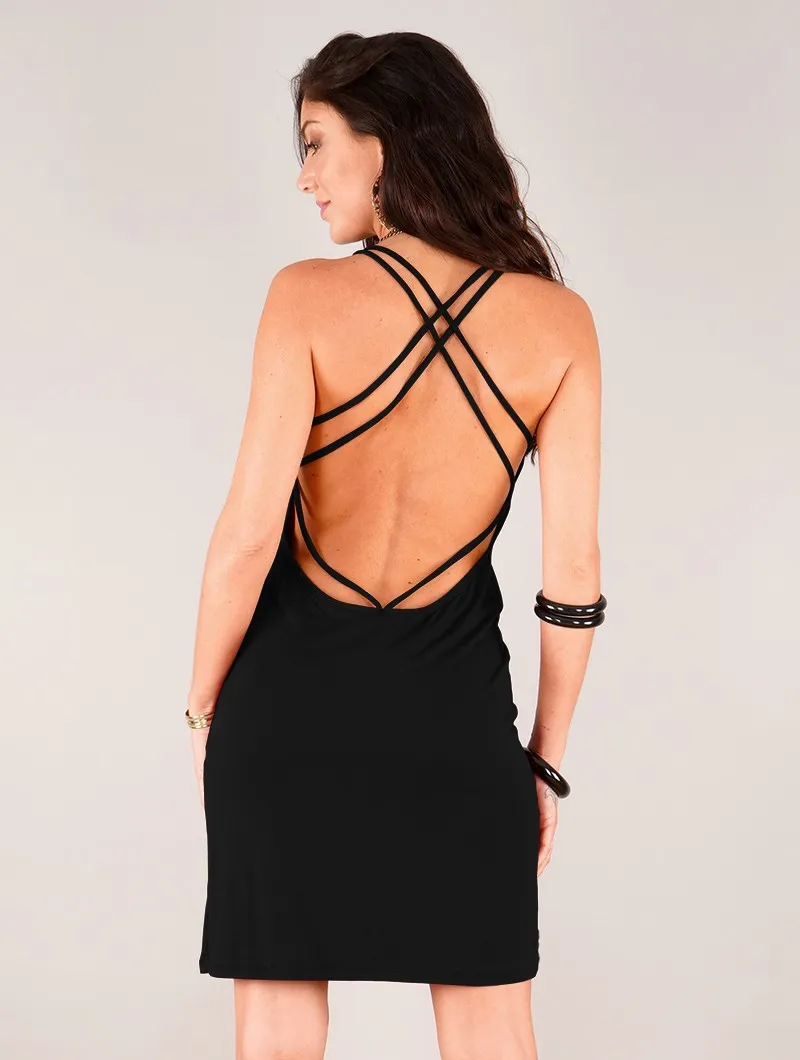 Robe courte sans manches dos nu 