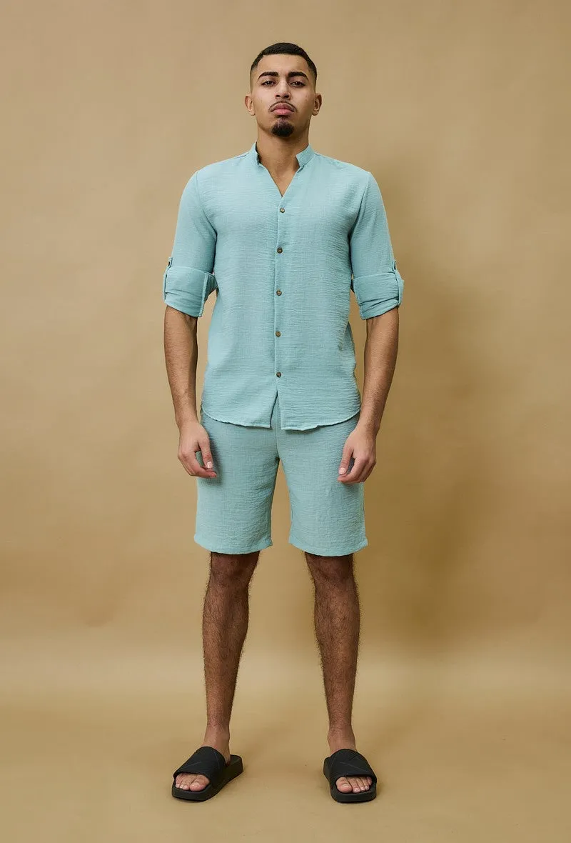 Short casual effet lin