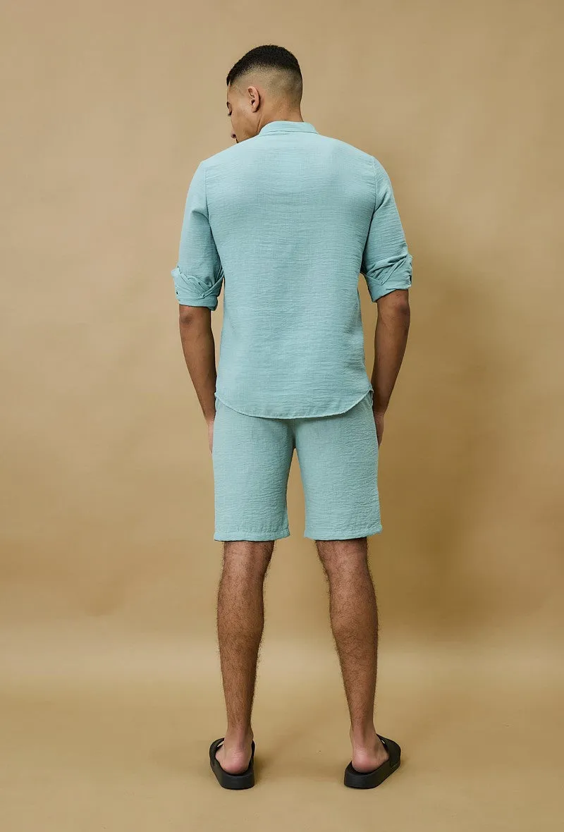 Short casual effet lin