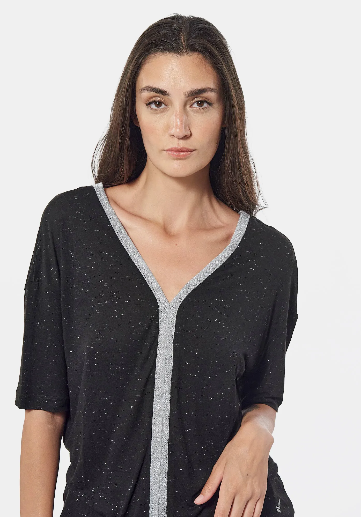 T-shirt noir pailleté Femme FANNY Black