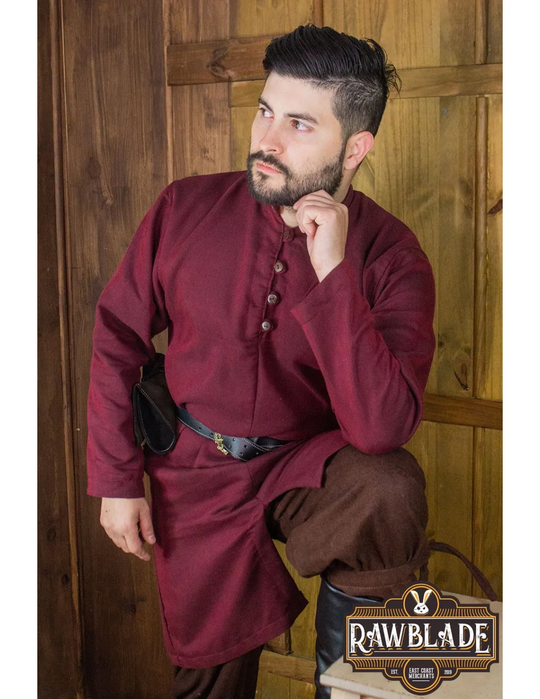 Tunique Médiévale Radovan - rouge, vin rouge ⚔️ Boutique Épées